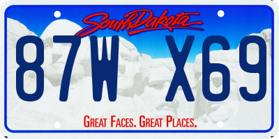 SD license plate 87WX69