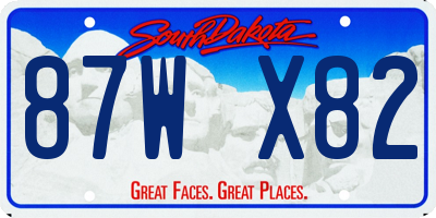 SD license plate 87WX82