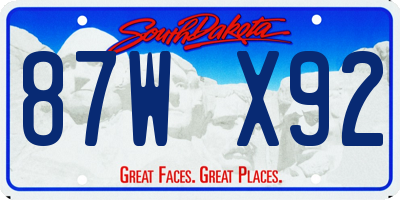 SD license plate 87WX92