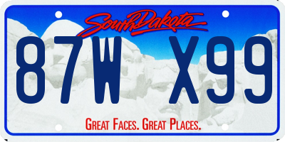 SD license plate 87WX99