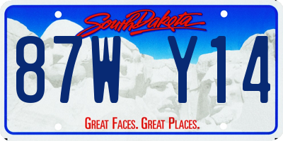 SD license plate 87WY14