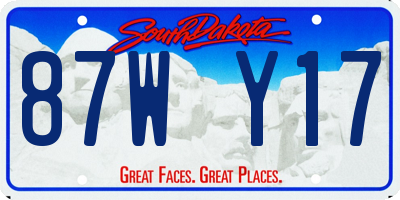 SD license plate 87WY17