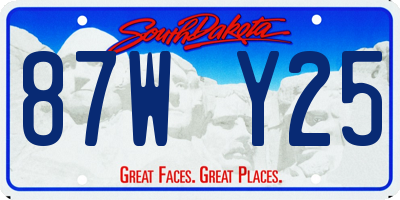 SD license plate 87WY25