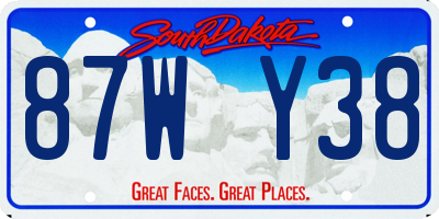 SD license plate 87WY38