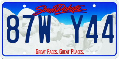 SD license plate 87WY44