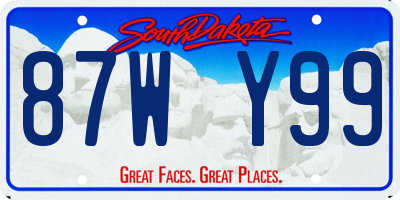 SD license plate 87WY99
