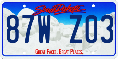 SD license plate 87WZ03