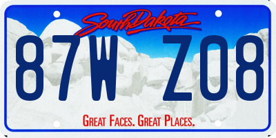 SD license plate 87WZ08