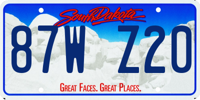 SD license plate 87WZ20