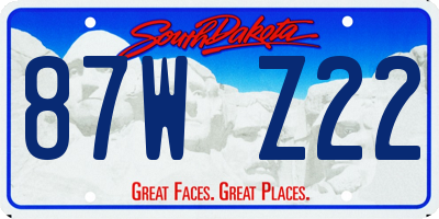 SD license plate 87WZ22