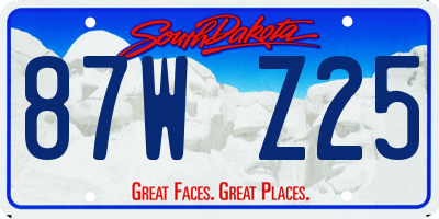 SD license plate 87WZ25