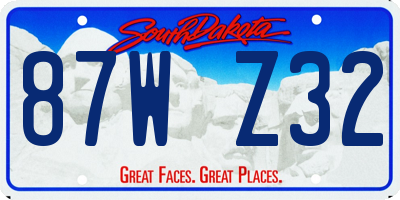 SD license plate 87WZ32
