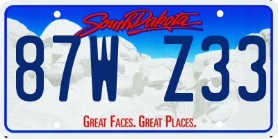SD license plate 87WZ33