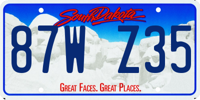 SD license plate 87WZ35
