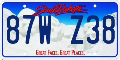 SD license plate 87WZ38