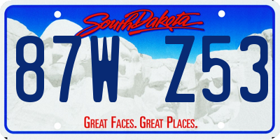 SD license plate 87WZ53
