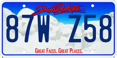 SD license plate 87WZ58