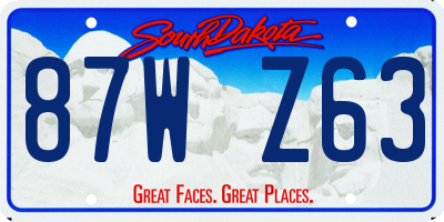 SD license plate 87WZ63