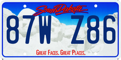 SD license plate 87WZ86