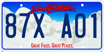 SD license plate 87XA01