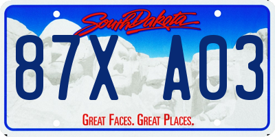 SD license plate 87XA03