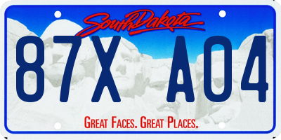 SD license plate 87XA04