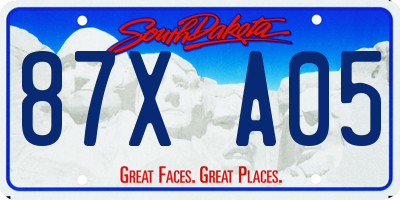 SD license plate 87XA05