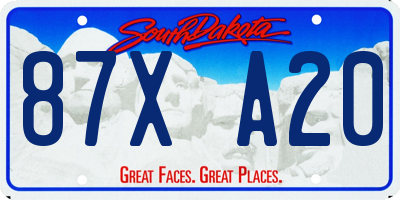 SD license plate 87XA20
