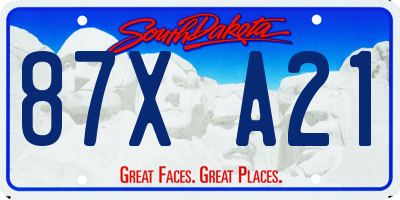 SD license plate 87XA21