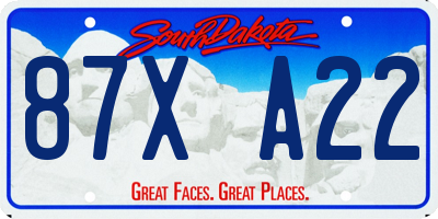 SD license plate 87XA22