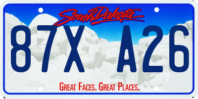 SD license plate 87XA26