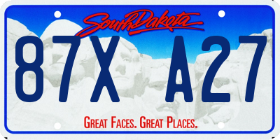 SD license plate 87XA27