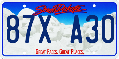 SD license plate 87XA30