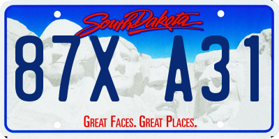 SD license plate 87XA31