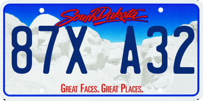 SD license plate 87XA32