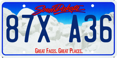 SD license plate 87XA36
