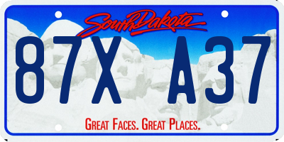 SD license plate 87XA37