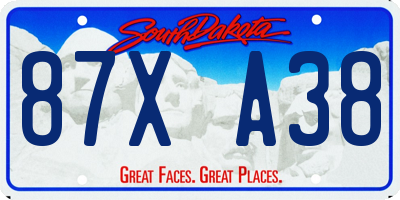 SD license plate 87XA38