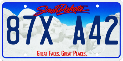 SD license plate 87XA42