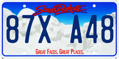 SD license plate 87XA48