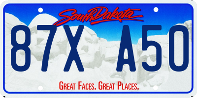 SD license plate 87XA50