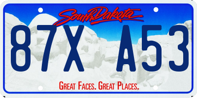 SD license plate 87XA53