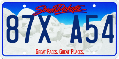 SD license plate 87XA54