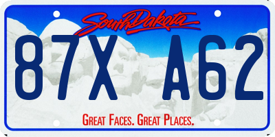 SD license plate 87XA62