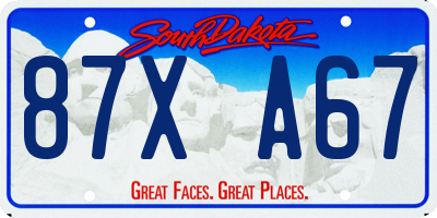 SD license plate 87XA67