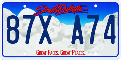 SD license plate 87XA74