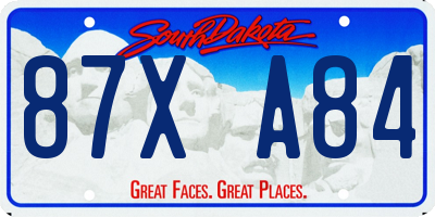 SD license plate 87XA84