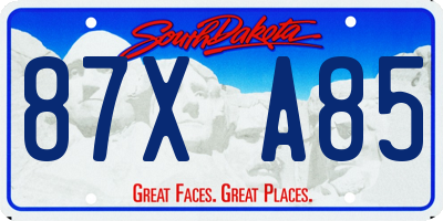 SD license plate 87XA85