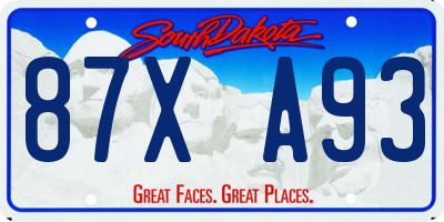 SD license plate 87XA93