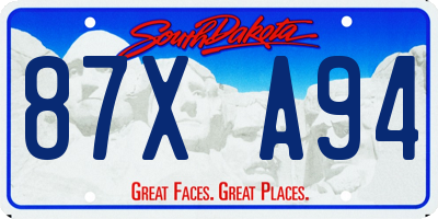 SD license plate 87XA94